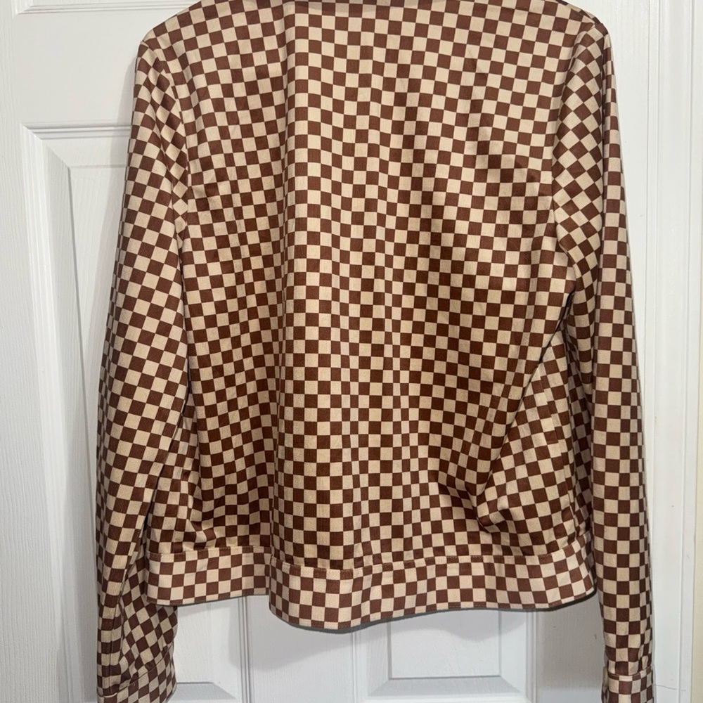 Brown Checkered Bomber Jacket by Cider - Picture 7 of 7